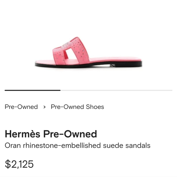 New in Box, Hermès Oran Sandals inRose Jaipur Suede with Rhinestones sz37.5 - Picture 8 of 9